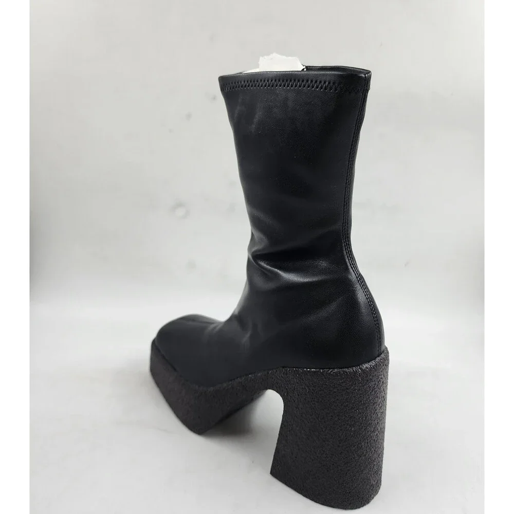 Stella McCartney Skyla Stretch Chunky Ankle Boots Women's Black Side Zip Closure - Picture 12 of 15